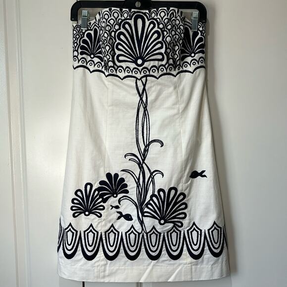 Lily Pulitzer Fly Me To The Sea Bowen Strapless Embroidered Dress Size 4 - Picture 2 of 11